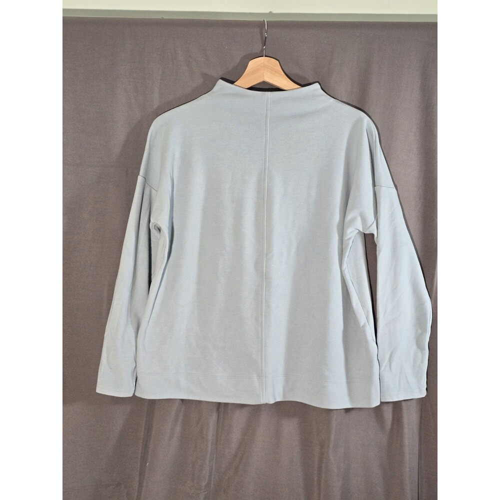 J. Jill Minimalist Clean Girl Mock Neck Boxy Sweatshirt Light Blue Petite S - Picture 2 of 7